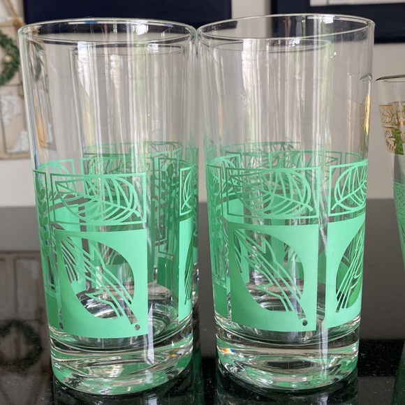 Mid century glass ice bucket/4 highball drinking glasses - Picture 4 of 14